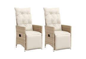 vidaXL Tuinstoelen Beige 2 stuks Verstelbaar met Kussens - 63% Korting