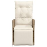 vidaXL Tuinstoelen 2 st verstelbaar met kussens poly rattan beige