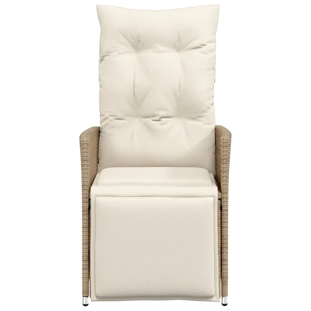 vidaXL Tuinstoelen 2 st verstelbaar met kussens poly rattan beige