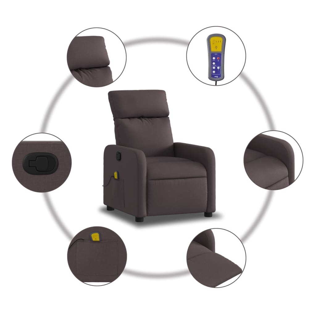 Verstelbare Massagestoel Stof Donkerbruin - 35% Korting