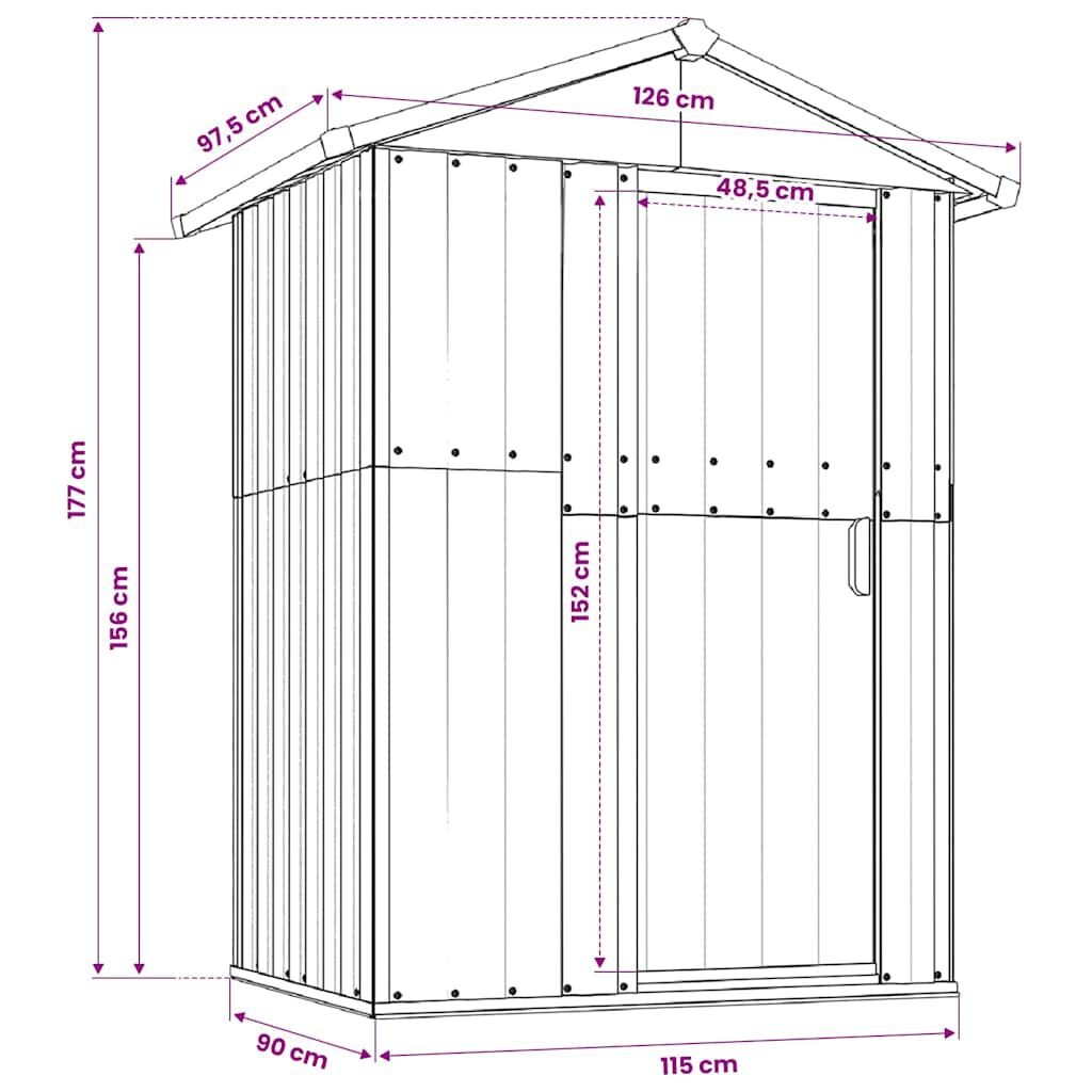 VidaXL Tuinschuur 126x97,5x177 cm Staal Groen - 35% Korting