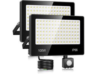 LED Schijnwerper met Bewegingsmelder Tuin/Garage 100W 10000LM Koel Wit (2 stuks) - 53% Korting