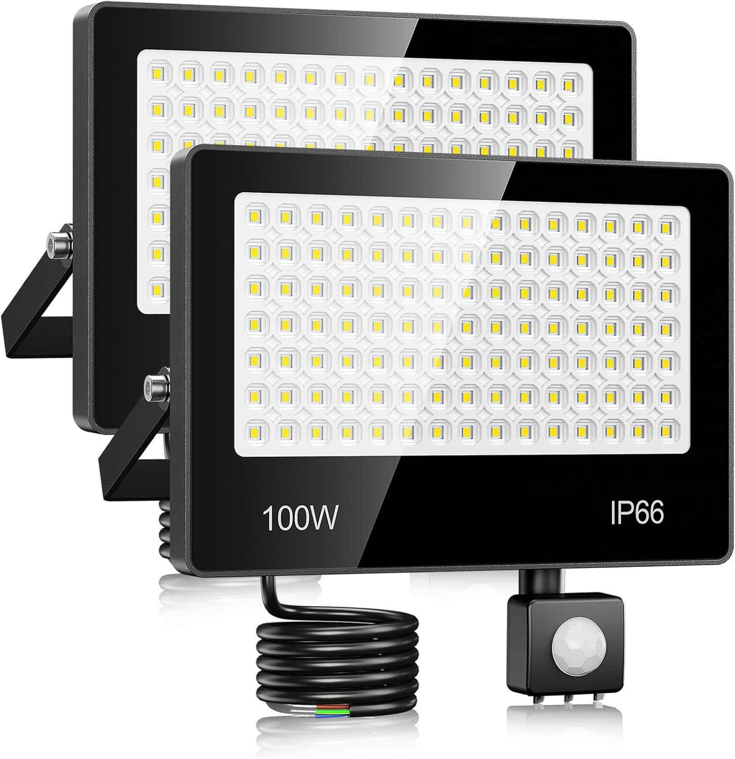 LED Schijnwerper met Bewegingsmelder Tuin/Garage 100W 10000LM Koel Wit (2 stuks) - 53% Korting