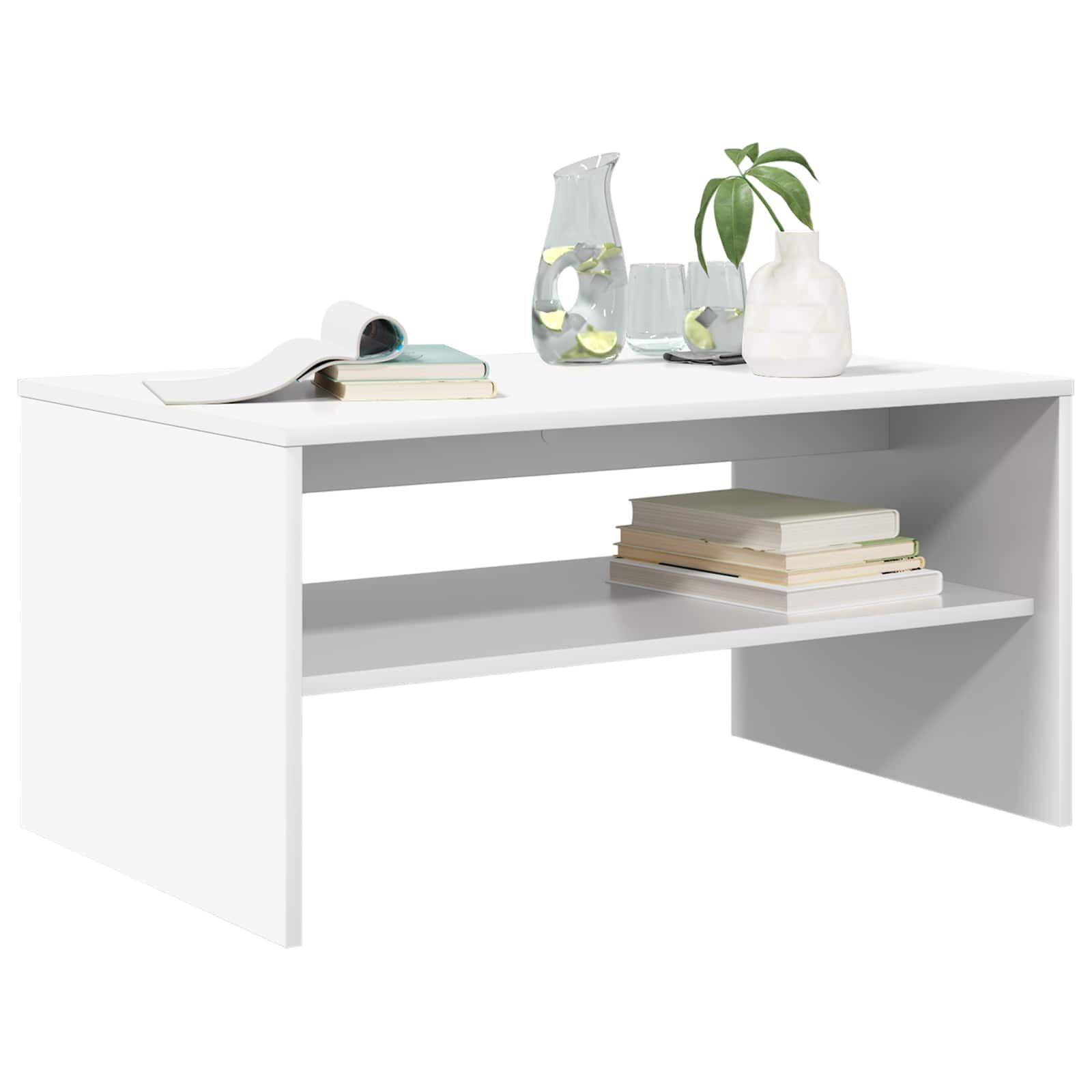Moderne Salontafel Wit Bewerkt Hout - 80x50x40cm - 34% Korting