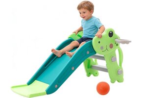Peuterglijbaan 3-in-1 Groen - Binnen & Buiten met Basketbalring | 34% Korting