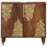 Wastafelkast Honingbruin 62x33x58 cm Massief Mango Hout - 34% Korting