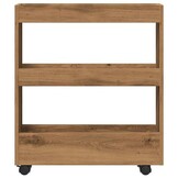 Opbergtrolley smal 3-laags bewerkt hout artisanaal eikenkleurig - 34% korting