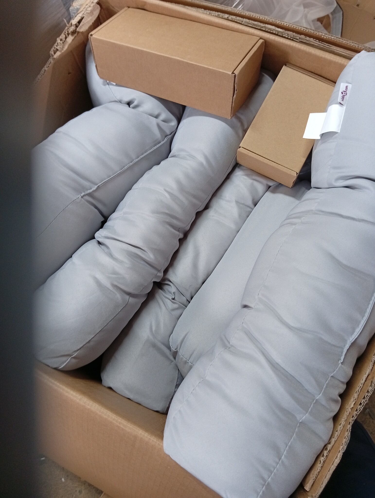 vidaXL Loungeset 3-delig Grenenhout met Grijze Kussens - 60% Korting