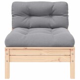 vidaXL Loungeset 3-delig Grenenhout met Grijze Kussens - 60% Korting