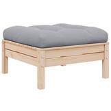 vidaXL Loungeset 3-delig Grenenhout met Grijze Kussens - 60% Korting