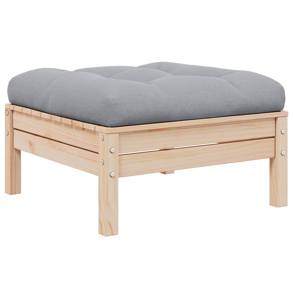 vidaXL Loungeset 3-delig Grenenhout met Grijze Kussens - 60% Korting