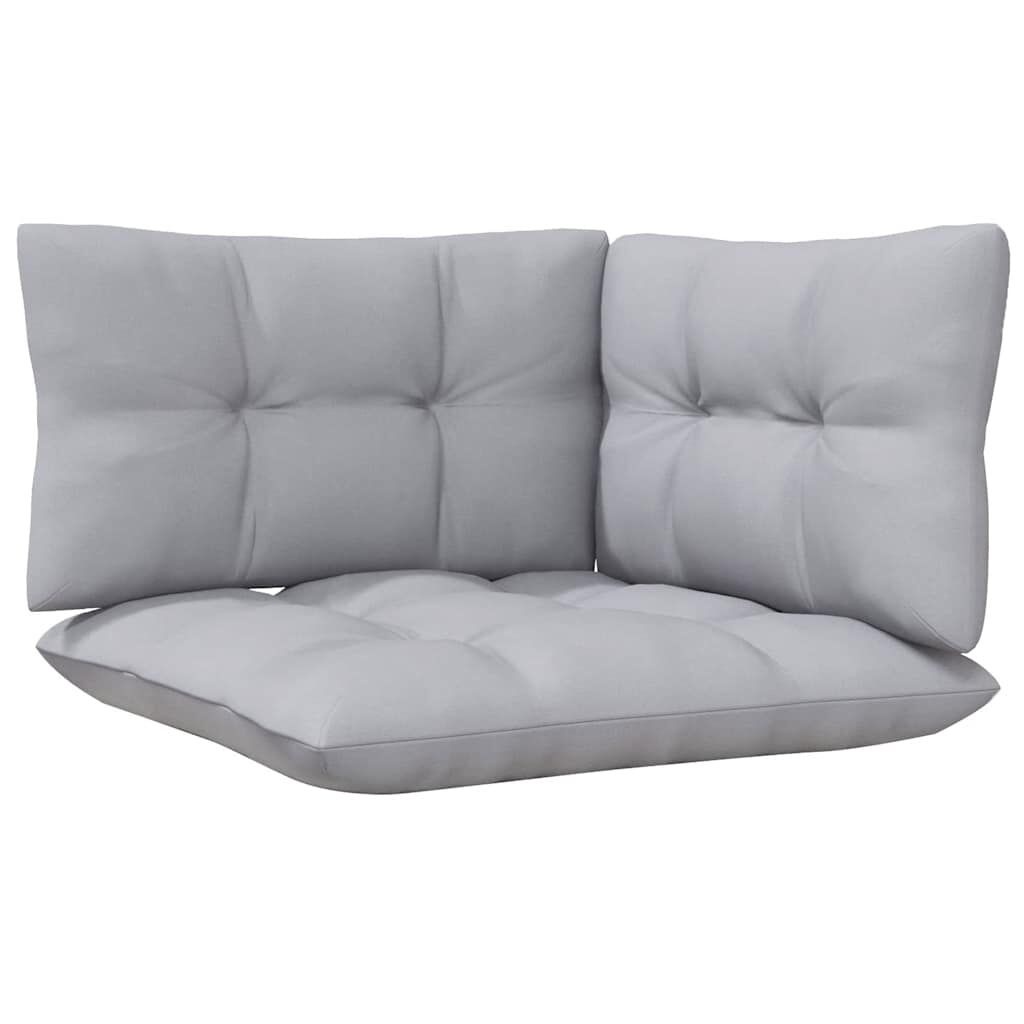 vidaXL Loungeset 3-delig Grenenhout met Grijze Kussens - 60% Korting
