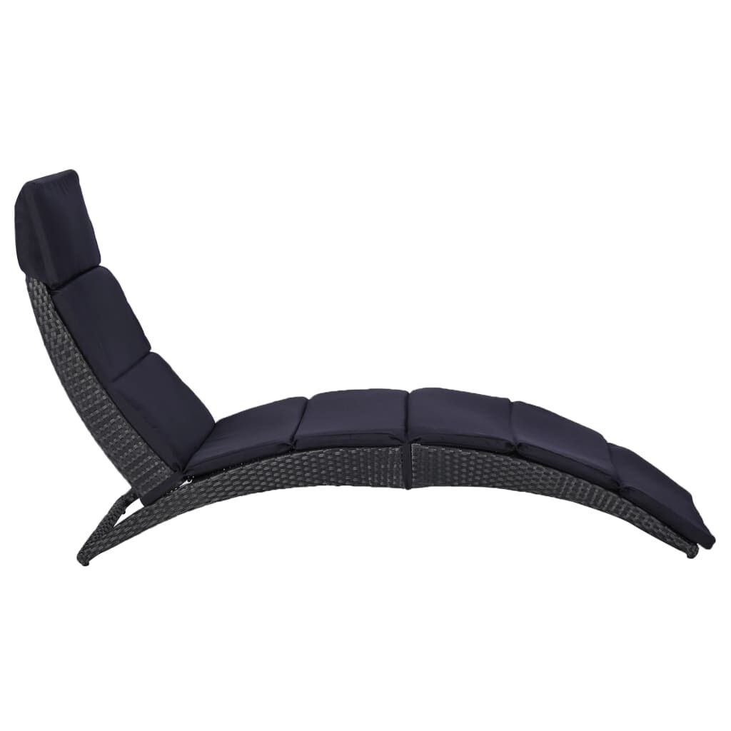 vidaXL Ligbed Poly Rattan Zwart 34% Korting