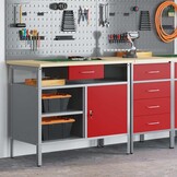 Werkbank met Lade en Plank - Rood/Grijs - 100x55x85cm - 55% Korting