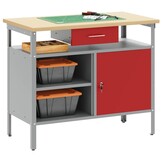 Werkbank met Lade en Plank - Rood/Grijs - 100x55x85cm - 55% Korting