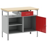 Werkbank met Lade en Plank - Rood/Grijs - 100x55x85cm - 55% Korting