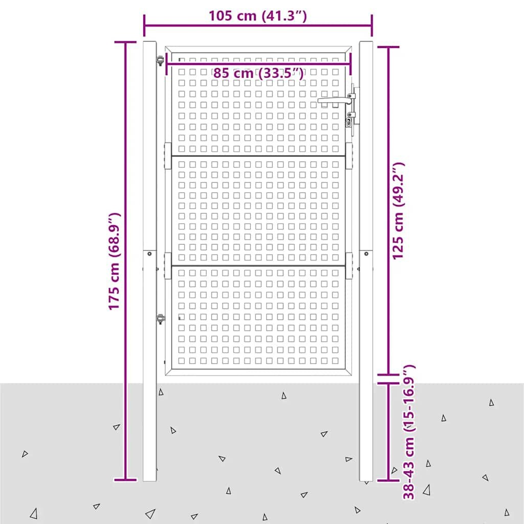 Stalen Tuinpoort 105x175 cm Antraciet - 35% Korting