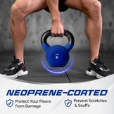 Yes4All Gecoate Gietijzeren Kettlebell 16 kg - Donkerblauw - 29% Korting