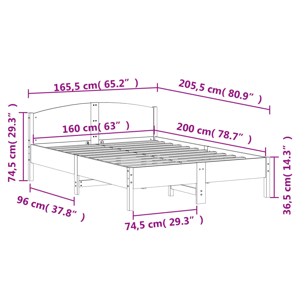vidaXL Bedframe Massief Grenenhout 160x200 cm - 34% Korting