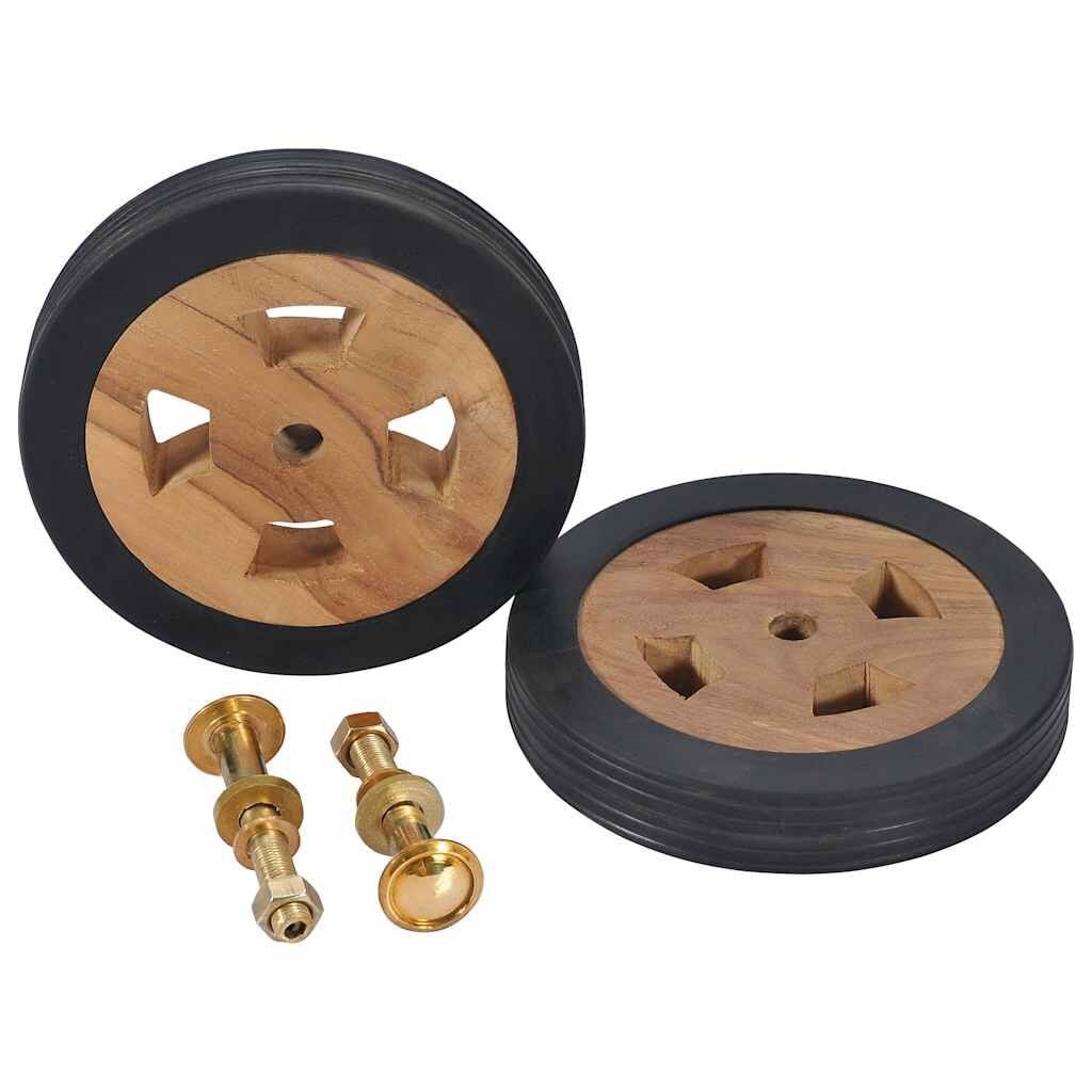 VidaXL Reservewielen voor Ligbed 2 st Massief Teakhout - 16 cm Diameter