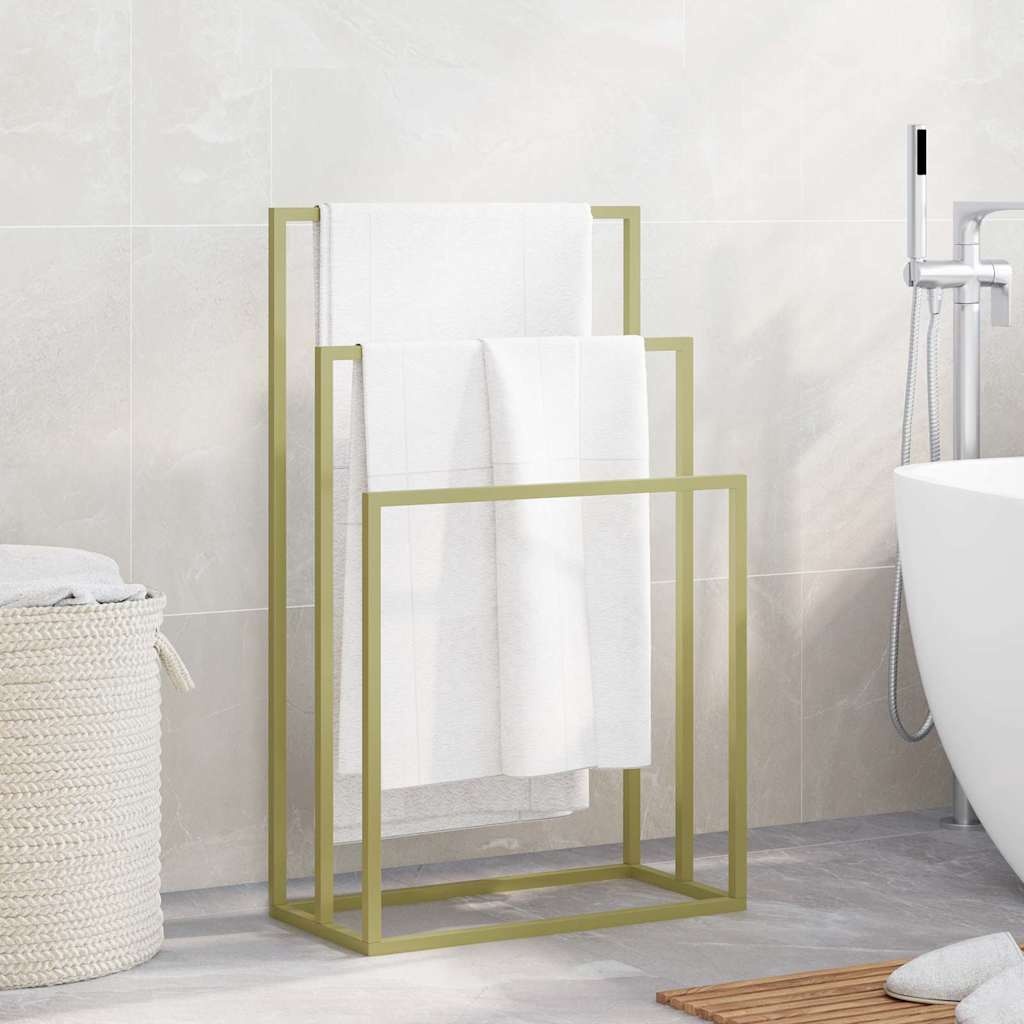 vidaXL Handdoekenrek vrijstaand 48x24x79 cm ijzer goudkleurig