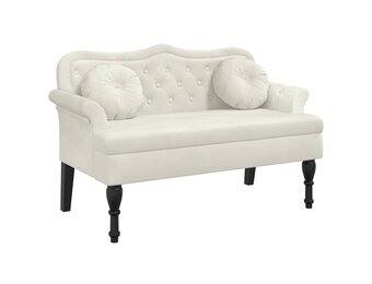 vidaXL Bankje met kussens 120,5x65x75 cm fluweel crèmekleurig