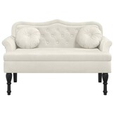 vidaXL Bankje met kussens 120,5x65x75 cm fluweel crèmekleurig