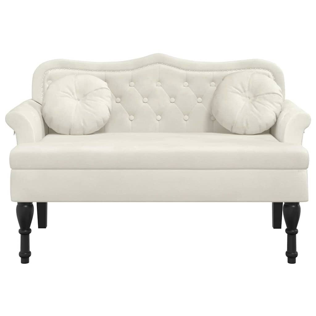 vidaXL Bankje met kussens 120,5x65x75 cm fluweel crèmekleurig