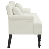 vidaXL Bankje met kussens 120,5x65x75 cm fluweel crèmekleurig