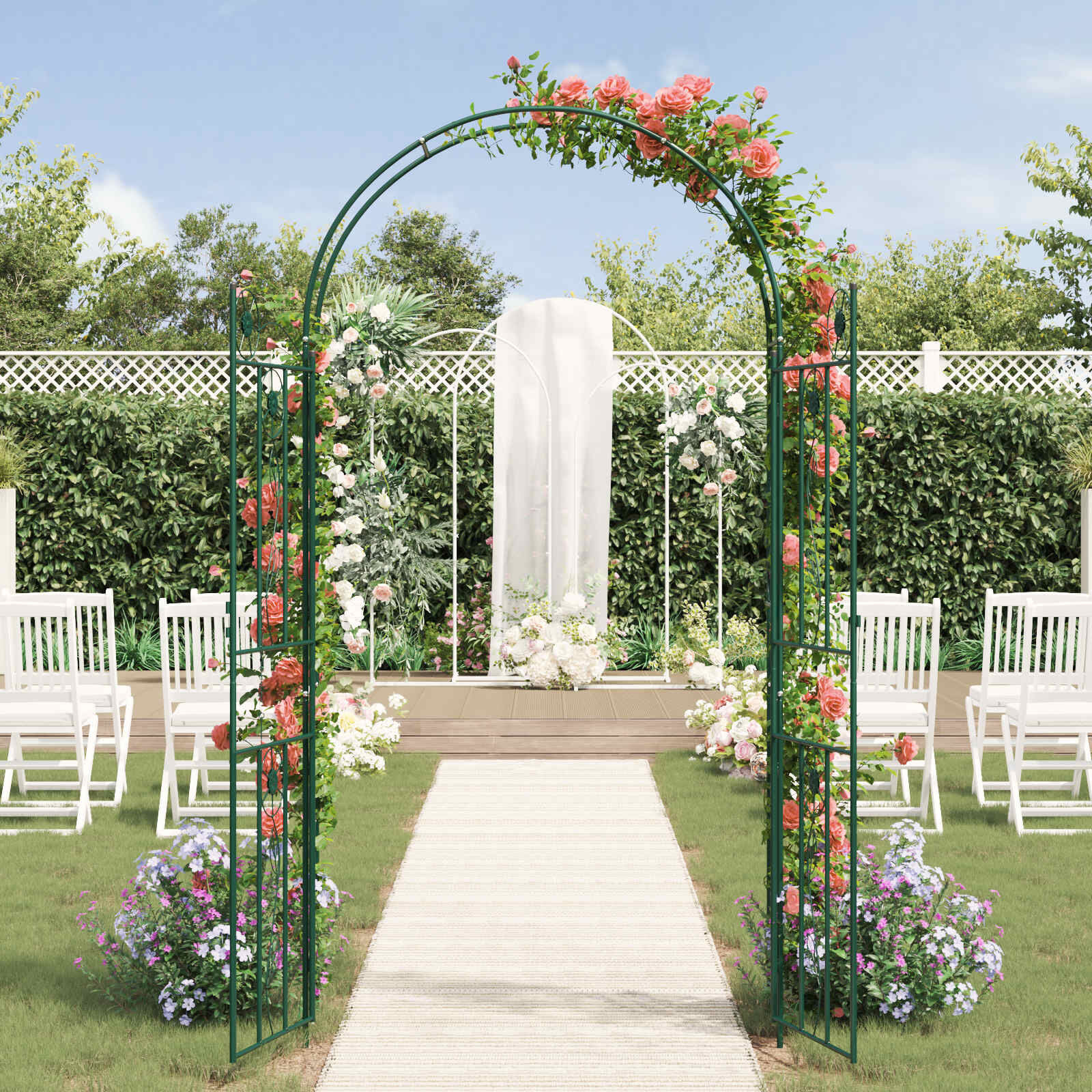 vidaXL Tuin Boog Groen 115 x 37 x 226 cm Staal