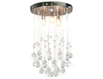 vidaXL Plafondlamp met kristallen kralen rond 3xG9 zilverkleurig