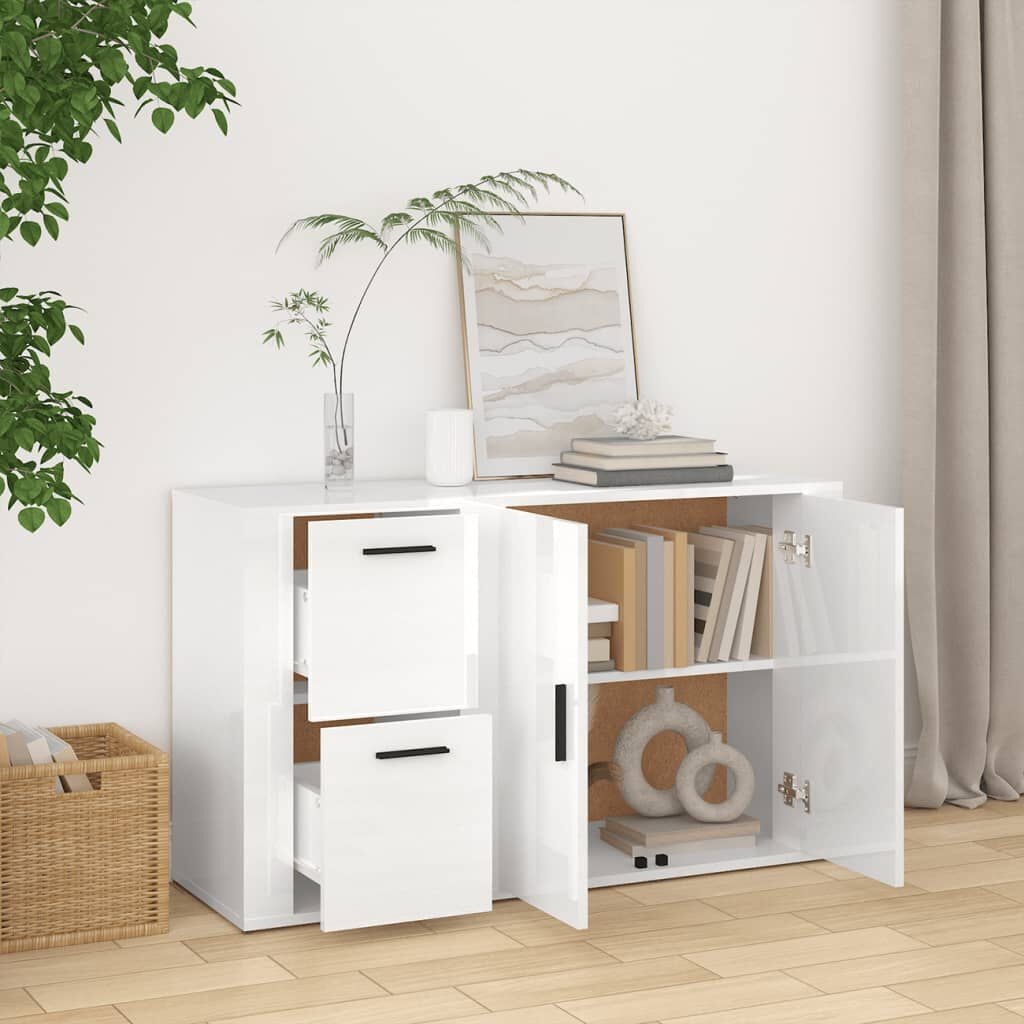 vidaXL Dressoir 100x33x59,5 cm bewerkt hout hoogglans wit