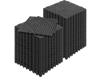 VEVOR In elkaar grijpende tegels 55 st. vloertegels drainage vloertegels, vloertegels 30 x 30 cm buiten vierkante vloertegels terras PVC vloertegels badkamer, toilet, zwart