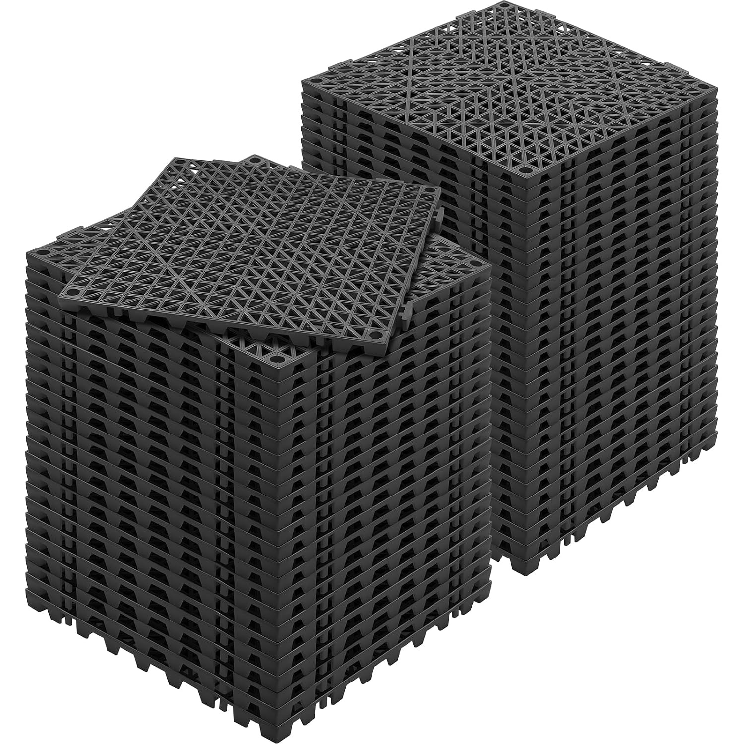 VEVOR In elkaar grijpende tegels 55 st. vloertegels drainage vloertegels, vloertegels 30 x 30 cm buiten vierkante vloertegels terras PVC vloertegels badkamer, toilet, zwart