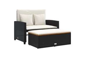 vidaXL Tuinbank 2-zits Poly Rattan & Acaciahout Zwart - 35% Korting