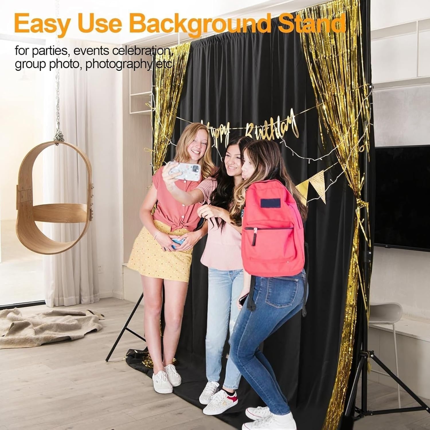 EMART Foto Achtergrondstandaard Fotostudio's, 2,6m x 3m Verstelbaar Achtergrondsysteem met 2 Zandzakken en Draagtas voor Fotografie Video Portret - Maat 2.6x3m Support de fond - Version standard