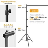 EMART Foto Achtergrondstandaard Fotostudio's, 2,6m x 3m Verstelbaar Achtergrondsysteem met 2 Zandzakken en Draagtas voor Fotografie Video Portret - Maat 2.6x3m Support de fond - Version standard
