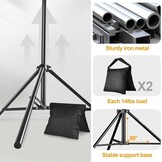 EMART Foto Achtergrondstandaard Fotostudio's, 2,6m x 3m Verstelbaar Achtergrondsysteem met 2 Zandzakken en Draagtas voor Fotografie Video Portret - Maat 2.6x3m Support de fond - Version standard