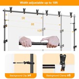 EMART Foto Achtergrondstandaard Fotostudio's, 2,6m x 3m Verstelbaar Achtergrondsysteem met 2 Zandzakken en Draagtas voor Fotografie Video Portret - Maat 2.6x3m Support de fond - Version standard