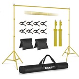 EMART Foto Achtergrondstandaard Fotostudio's, 2,6m x 3m Verstelbaar Achtergrondsysteem met 2 Zandzakken en Draagtas voor Fotografie Video Portret - Maat 2.6x3m Support de fond - Version standard