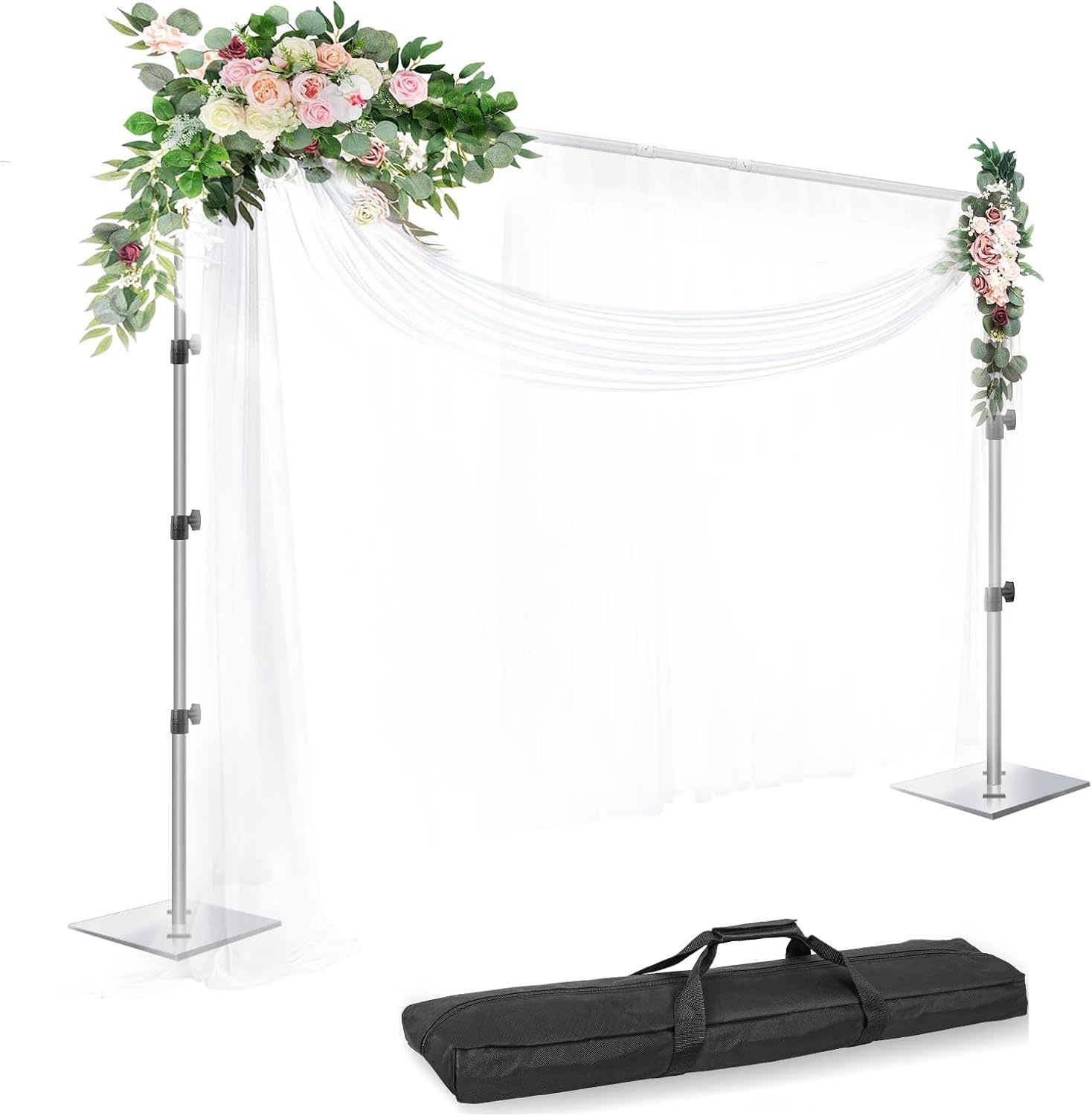 EMART Foto Achtergrondstandaard Fotostudio's, 2,6m x 3m Verstelbaar Achtergrondsysteem met 2 Zandzakken en Draagtas voor Fotografie Video Portret - Maat 2.6x3m Support de fond - Version standard