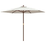 vidaXL Parasol met houten paal 299x240 cm zandkleurig