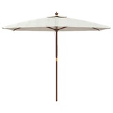 vidaXL Parasol met houten paal 299x240 cm zandkleurig