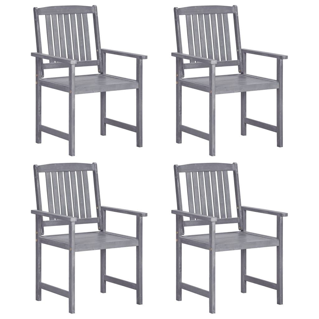 4x Stevige Acaciahouten Tuinstoelen (Grijs, 75% Korting)