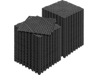 VEVOR In elkaar grijpende tegels 55 st. vloertegels drainage vloertegels, vloertegels 30 x 30 cm buiten vierkante vloertegels terras PVC vloertegels badkamer, toilet, zwart