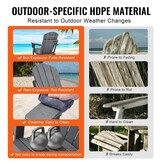 VEVOR Adirondack Stoelen van kunststof, set van 2 draagbare weerbestendige klapstoelen voor buiten, bekerhouder, ergonomische ontspanningsarmleuning, voor tuin en binnenplaats, grijs