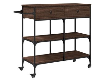 vidaXL Keukentrolley 105x42x95 cm bewerkt hout bruin eikenkleurig