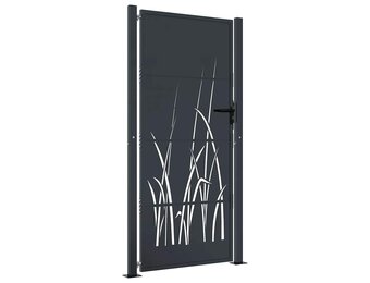 vidaXL Poort 105x205 cm met grasontwerp staal antracietkleurig