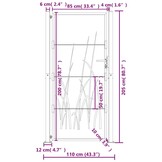 vidaXL Poort 105x205 cm met grasontwerp staal antracietkleurig