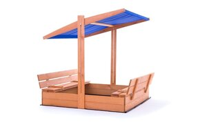 Houten Zandbak 120x120cm met Dak & Bankjes - 35% Korting